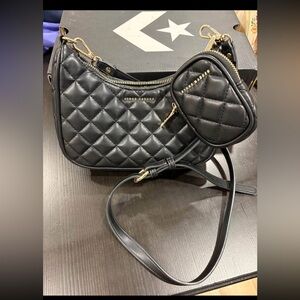 Black Crossbody Bag with Pouch